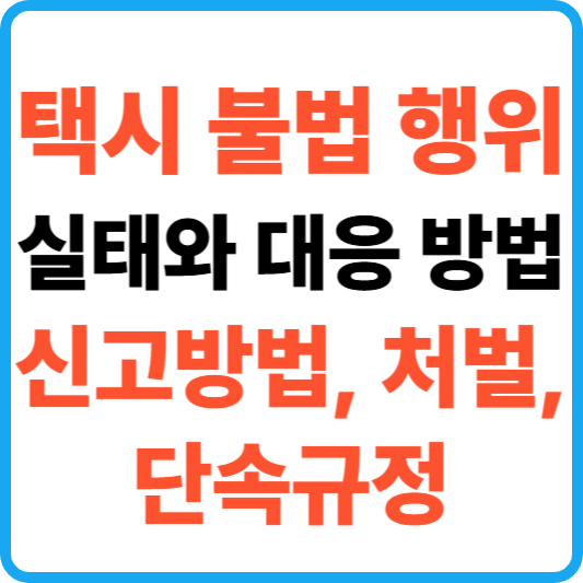 택시 불법 행위의 실태와 대응 방법, 신고방법, 처벌, 단속규정