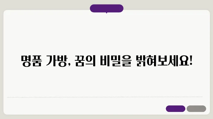 명품 가방 꿈해몽