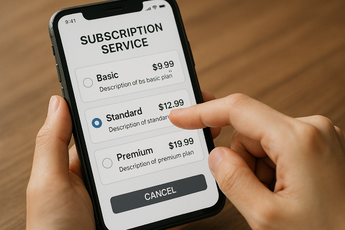 구독형 콘텐츠를 선택하는 사용자