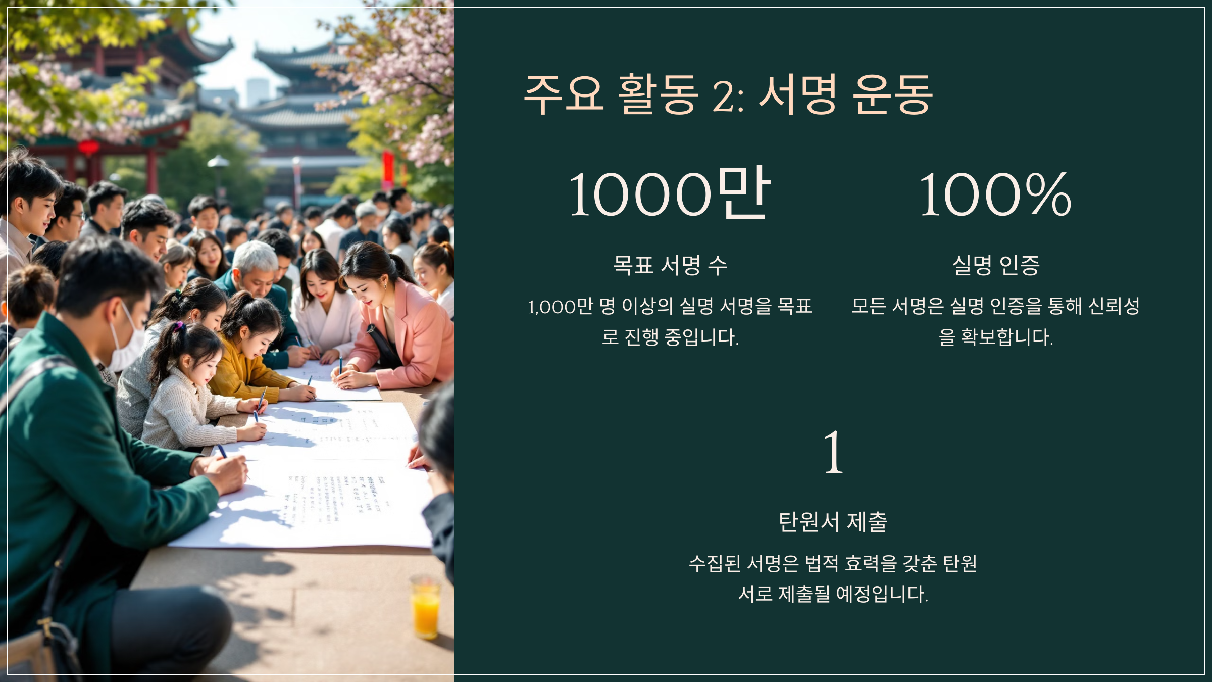 주요 활동 2: 서명 운동