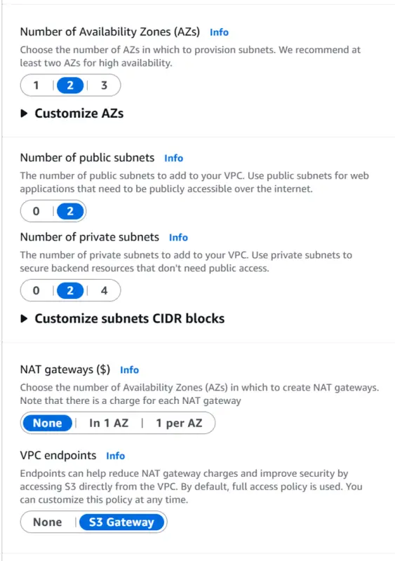 가용영역 및 서브넷 선택