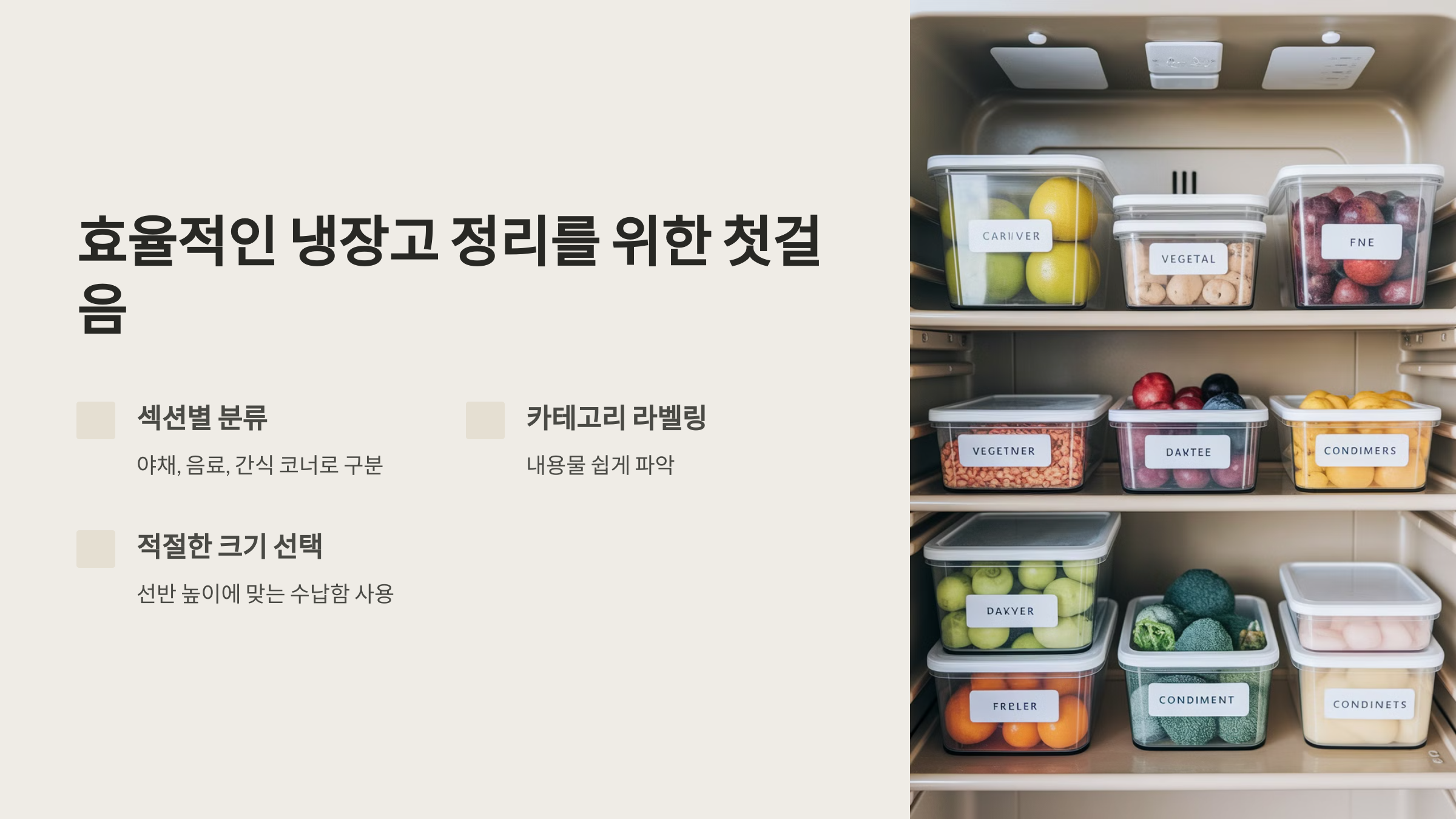 효율적인 냉장고 정리를 위한 첫걸음