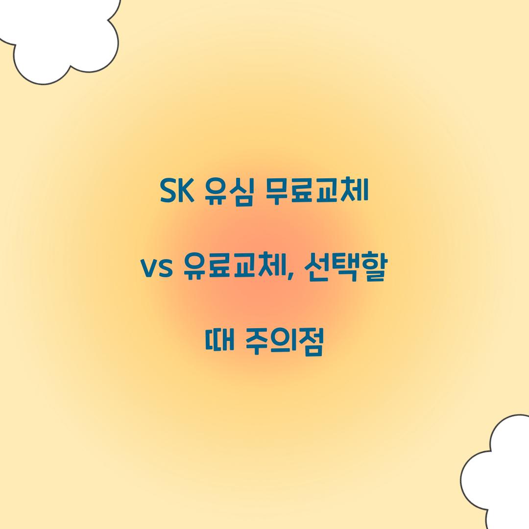 SK 유심 무료교체 vs 유료교체: 차이점과 선택 기준