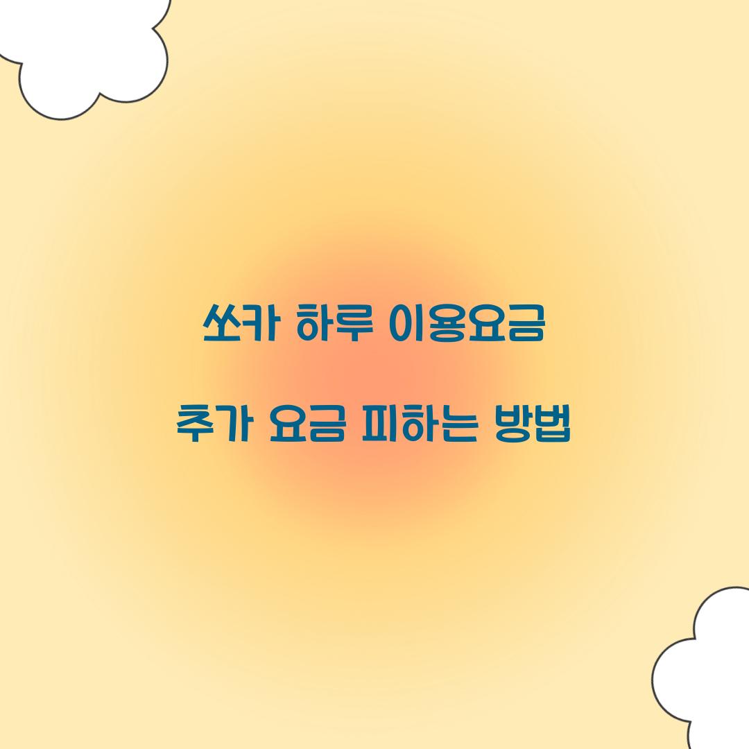 쏘카 하루 이용요금 추가 요금 피하는 방법  