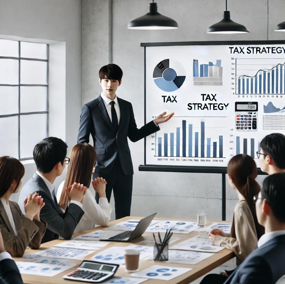 세무 전략을 설명하는 재무 컨설턴트 