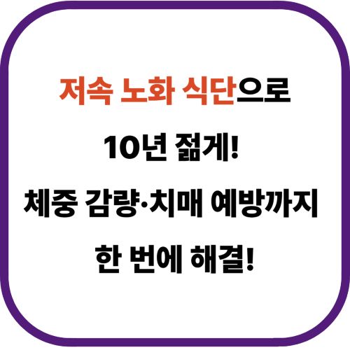 🧠 저속 노화 식단으로 10년 젊게! 체중 감량&middot;치매 예방까지 한 번에