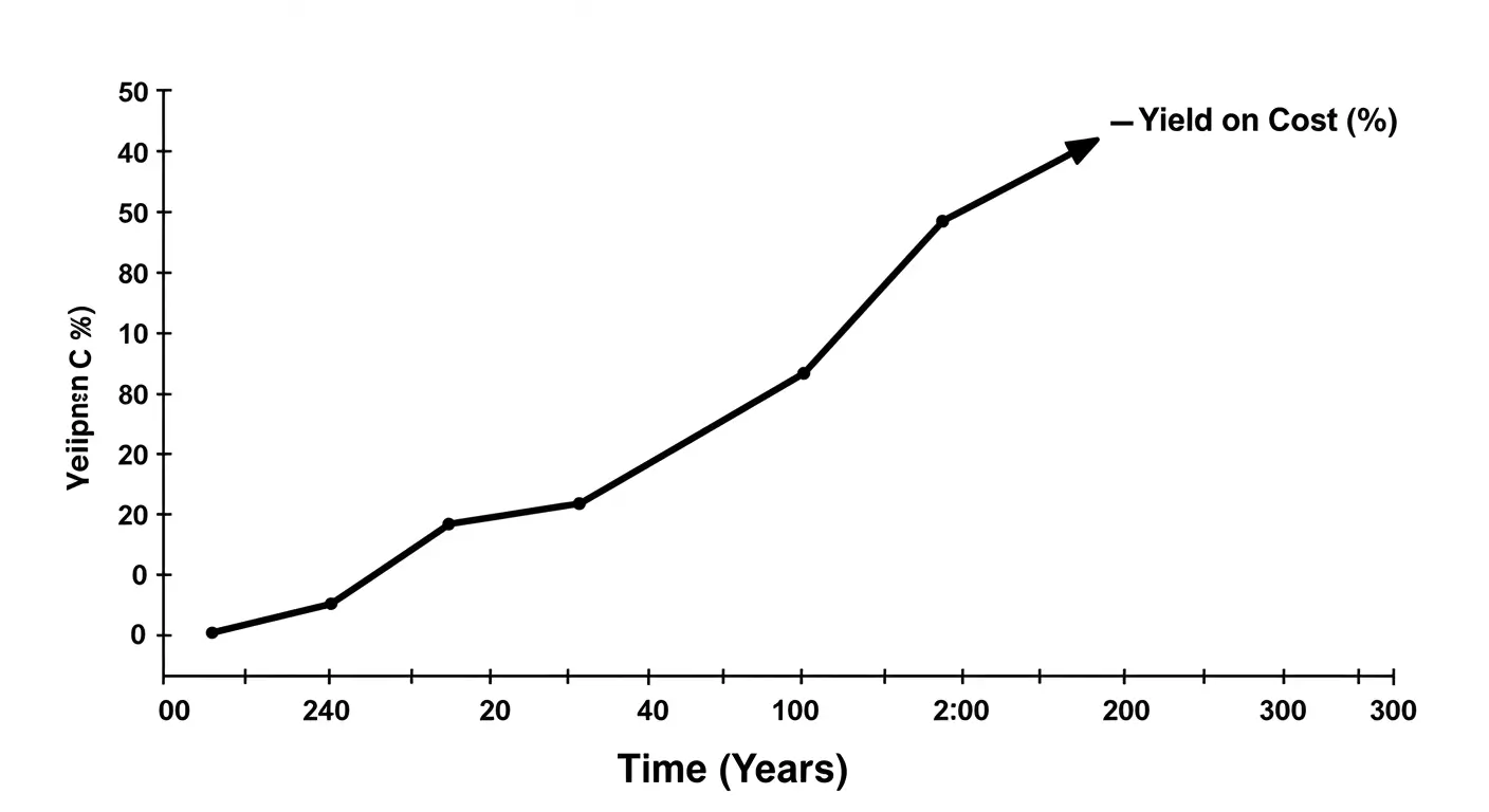 배당금 성장과 재투자를 통해 최초 투자 원금 대비 수익률이 극대화되는 Yield on Cost(YOC) 효과