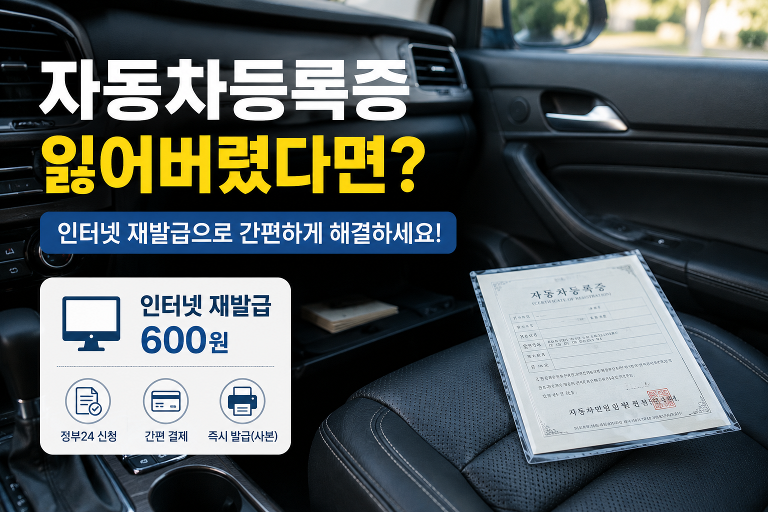 자동차등록증 분실 재발급 방법, 인터넷 신청부터 비용까지
