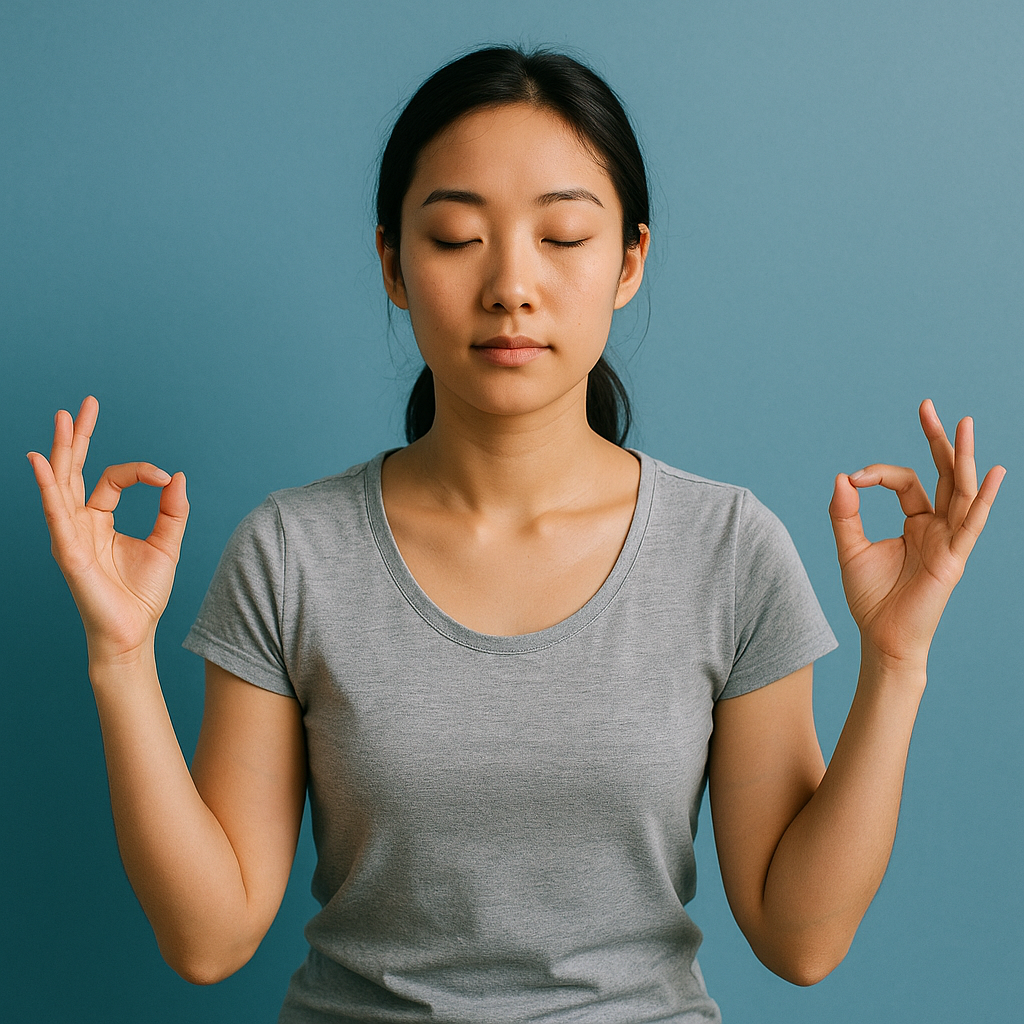 눈을 감고 있는 여자 사진