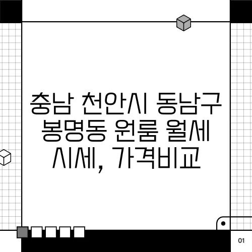 충남 천안시 동남구 봉명동 원룸 월세 시세, 가격비교