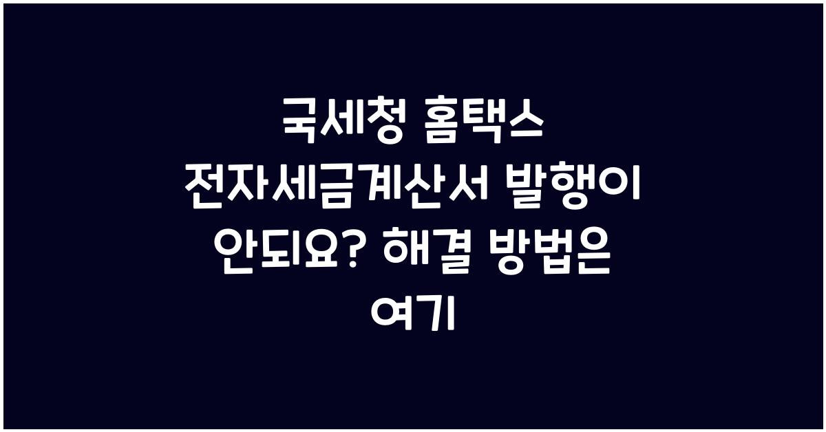 국세청 홈택스 전자세금계산서 발행이 안되요