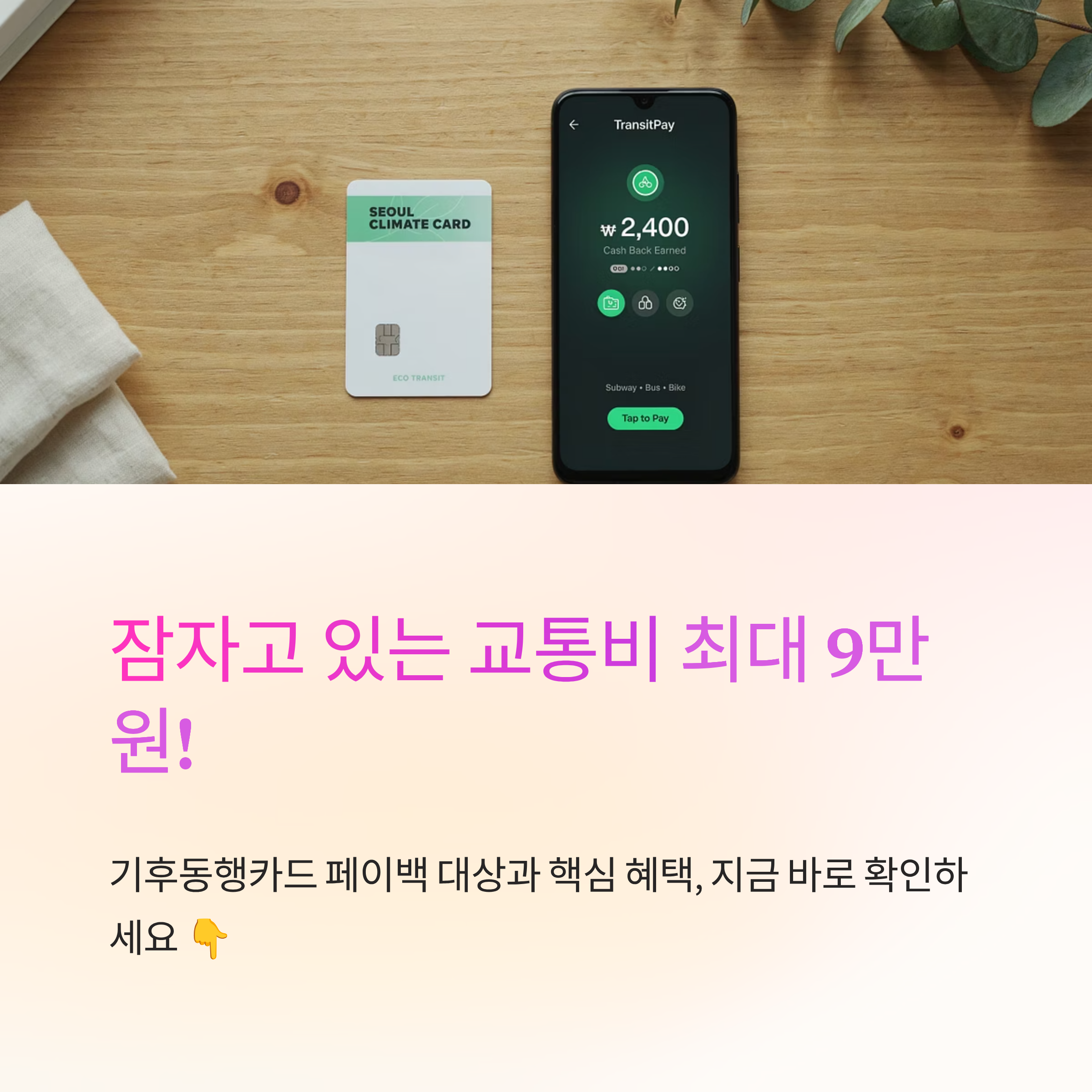 기후동행카드 페이백 신청 방법 총정리! 최대 9만원 환급 놓치지 마세요