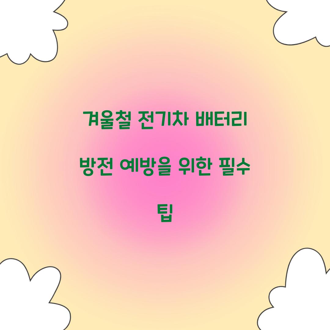 겨울철 전기차 배터리 방전 예방