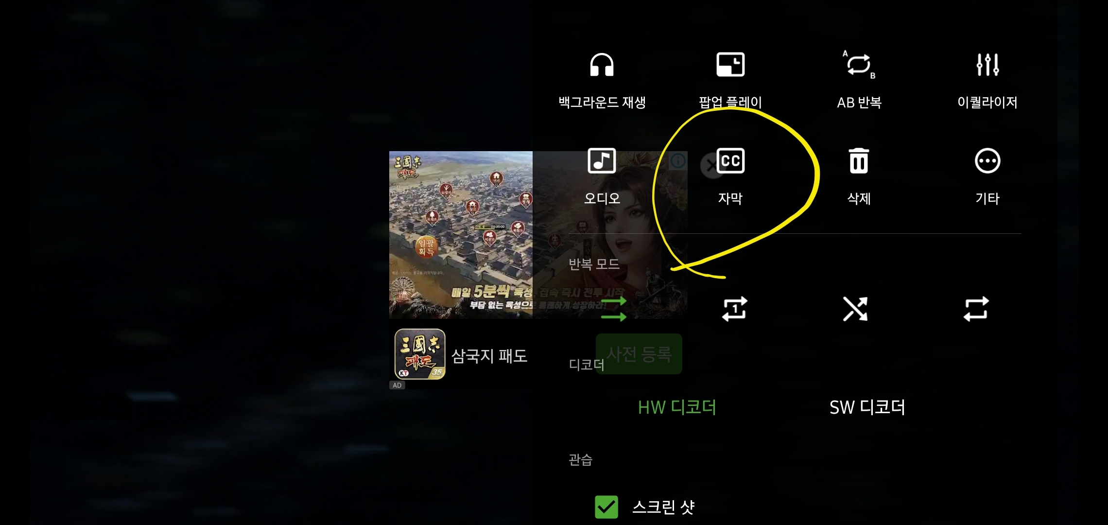 엑스플레이어 자막선택