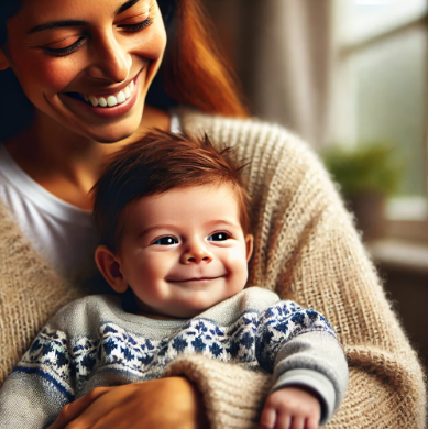 균형 있는 애착 형성된 아기와 엄마