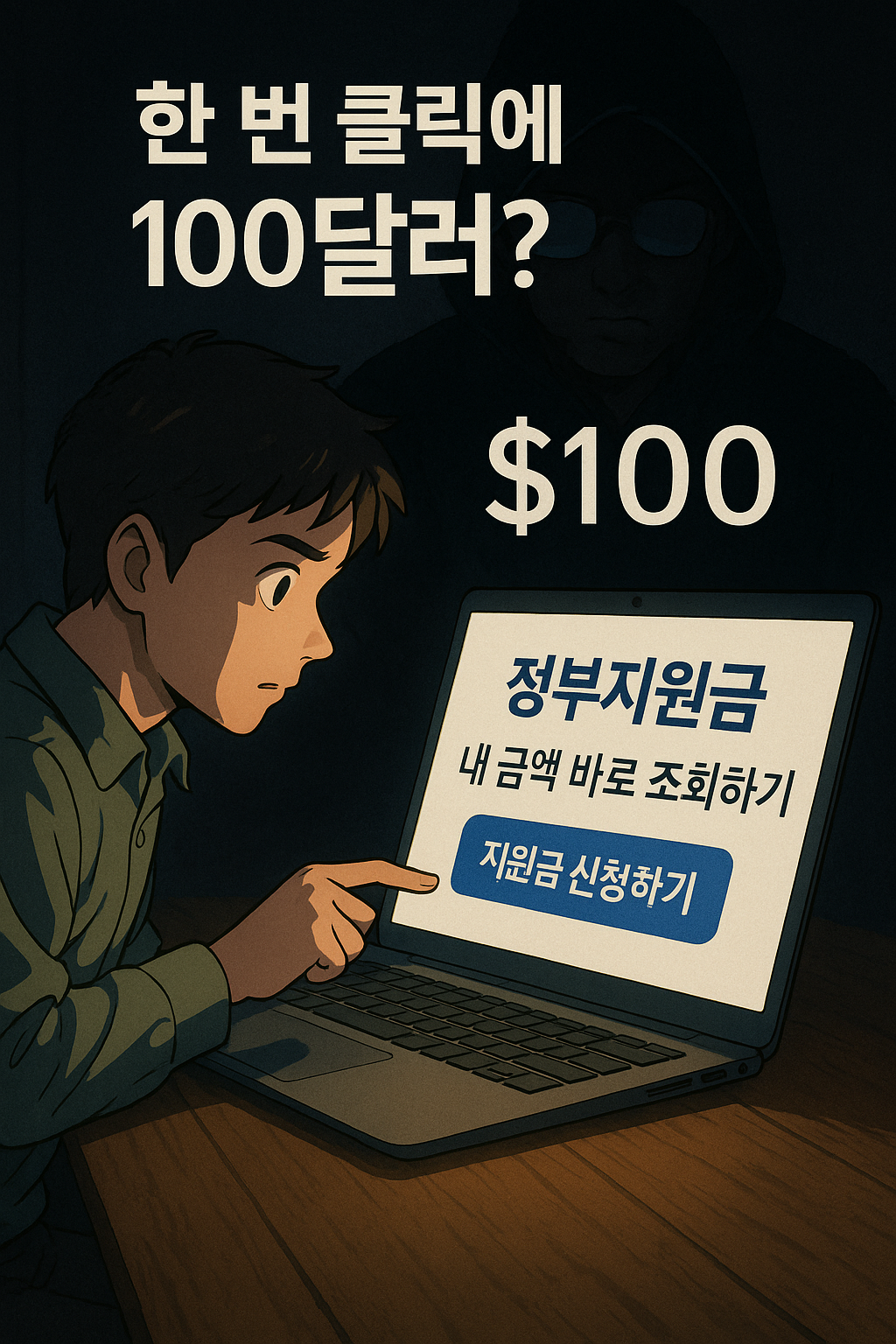 정부지원금 광고 클릭, 어둠 속에서 정보를 노리는 범죄자