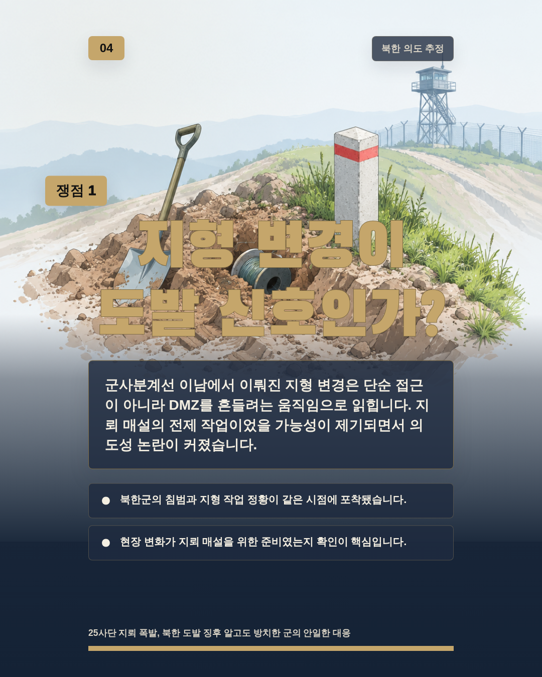 지형 변경이 도발 신호인가?