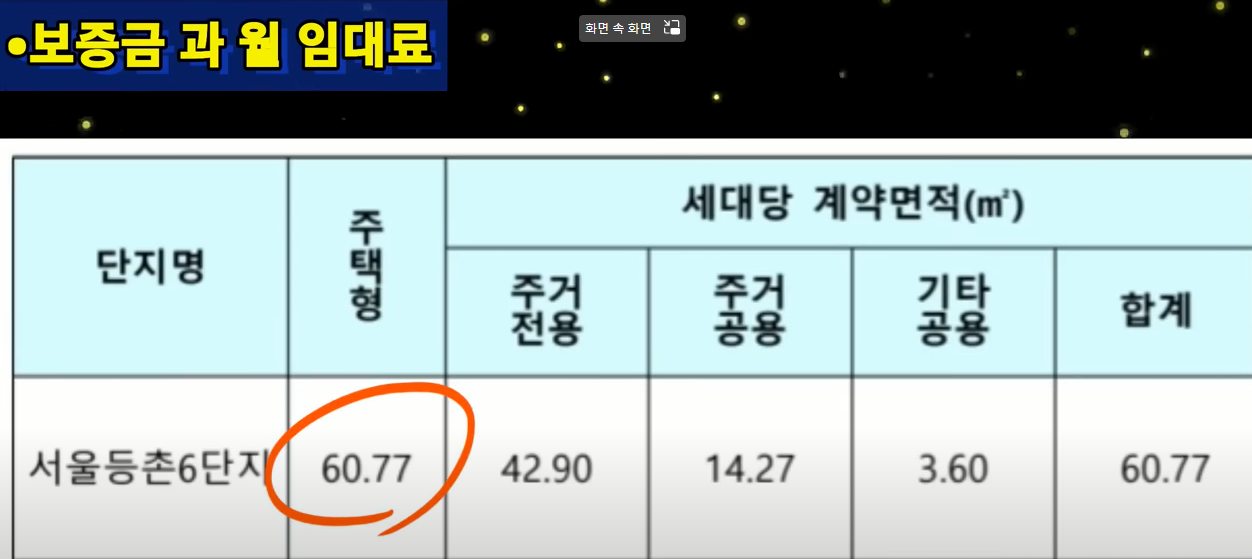 서울시 50년 공공임대아파트 보증금 임대료