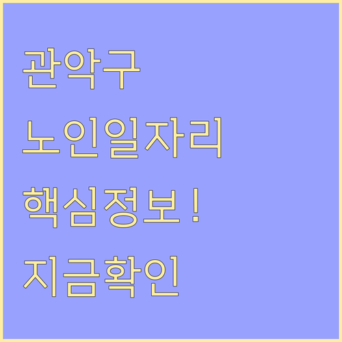 관악구 노인일자리 사업 종류 공익활동..