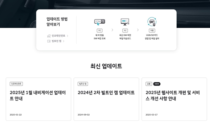 현대자동차 내비게이션 업데이트 이용방법
