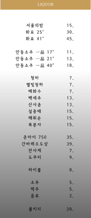 미삼참치 주류 정보