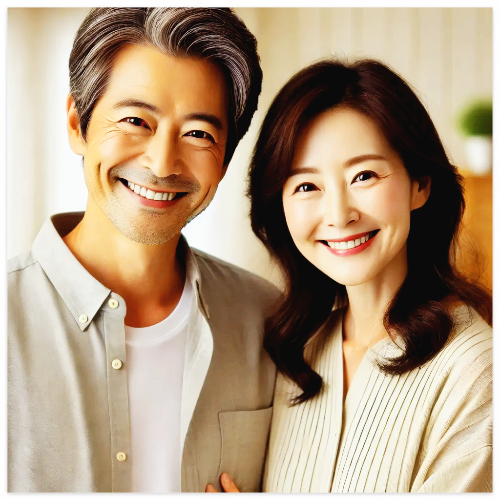 웃음짓는 부부.