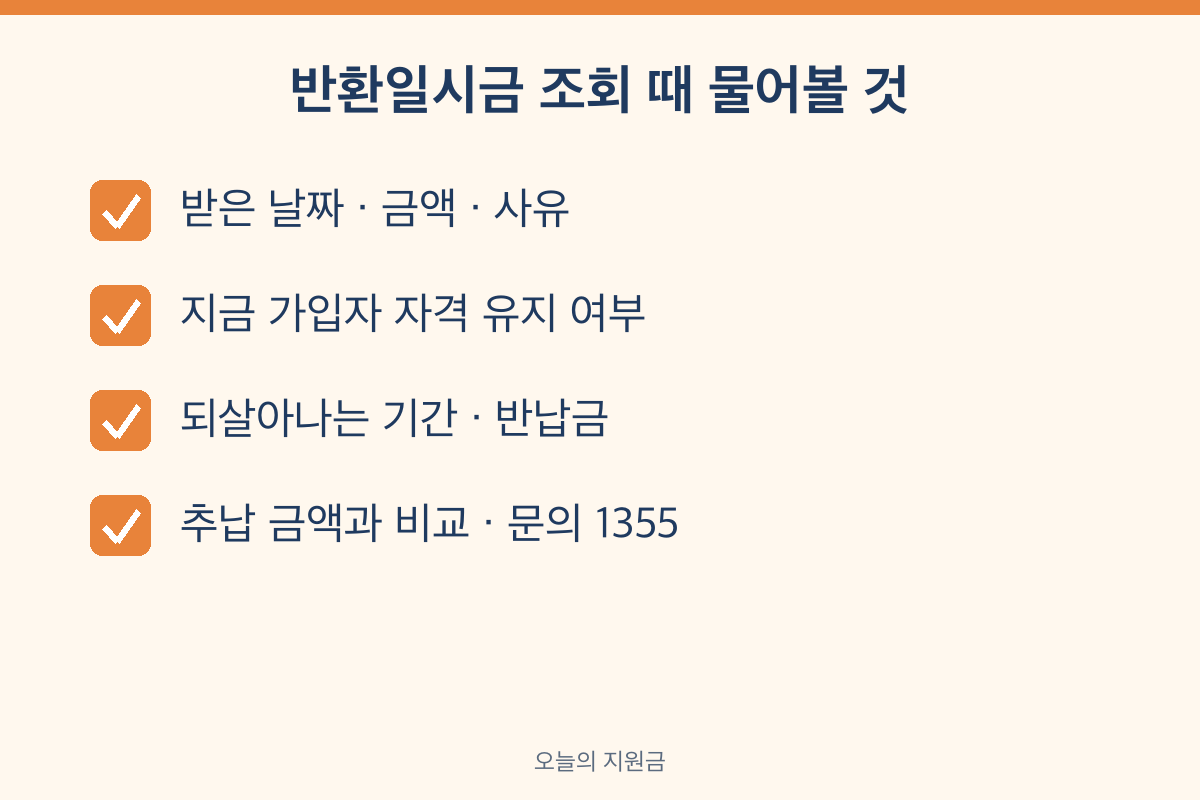 국민연금 반환일시금 조회 1355 지사 반납금 추납 비교
