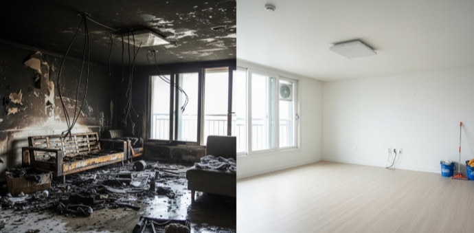 빌라 화재 복구중