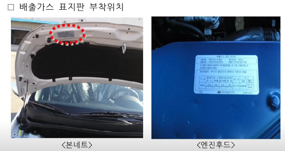 배출가스 표지판 부착위치