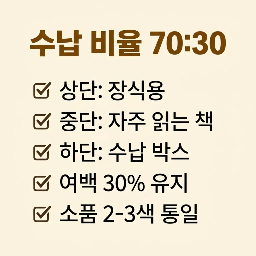 책장 수납 비율 70대30 정리 법칙 적용 예시