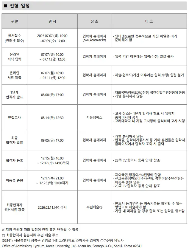 전형 일정