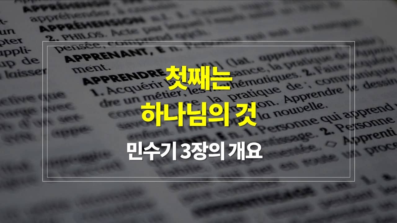 민수기 3장, 첫째는 하나님의 것 - 내용개요 매일성경 큐티 새벽설교 주제