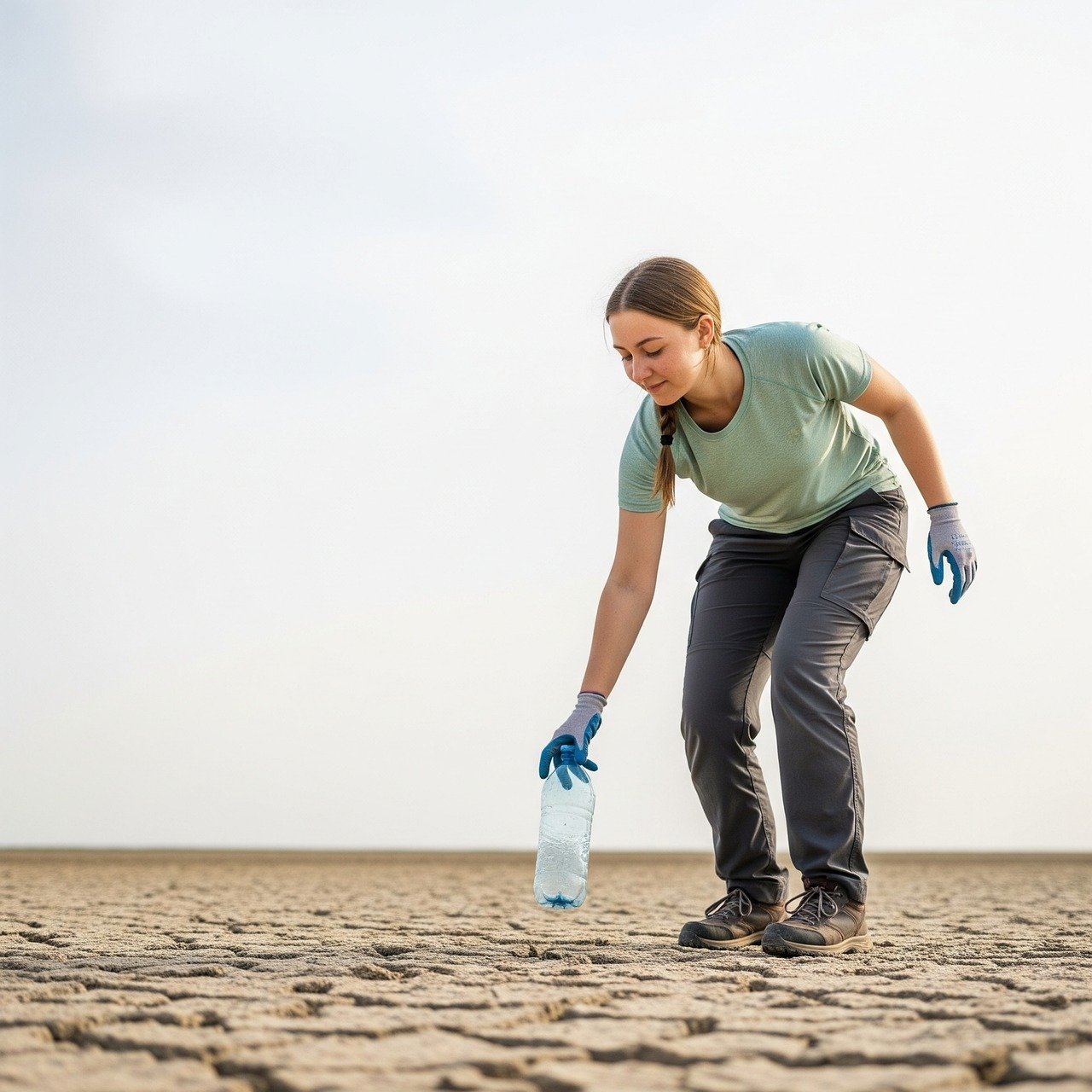 쓰레기를 줍는 사진