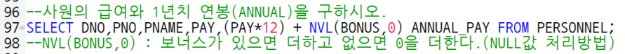 Oracle Null값 처리 방법