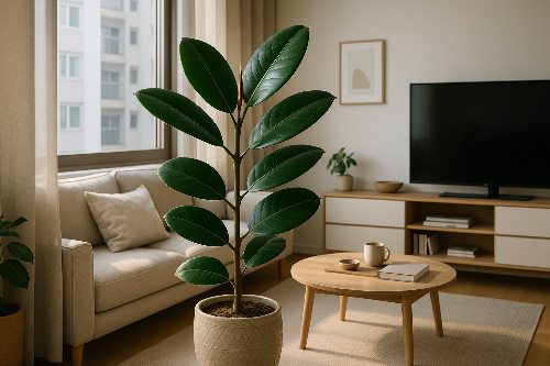 아파트 실내 농업에 적합한 고무나무 기르기