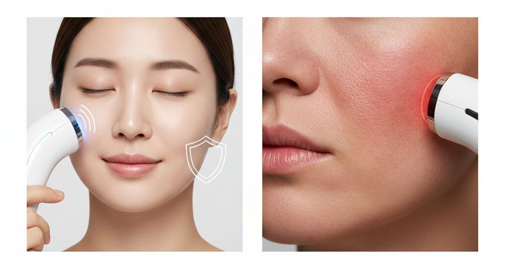 홈케어 기기는 &lsquo;치료&rsquo;가 아닌 &lsquo;관리&rsquo;의 영역임을 설명하는 사진