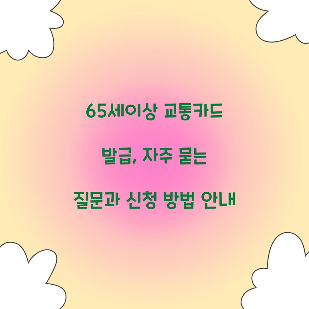 65세이상 교통카드 발급