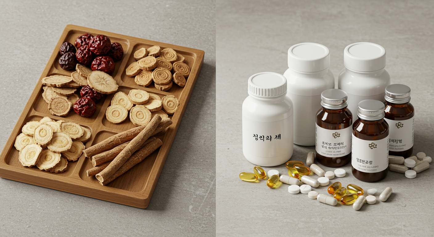 한약과 건강보조제를 성명하는 사진