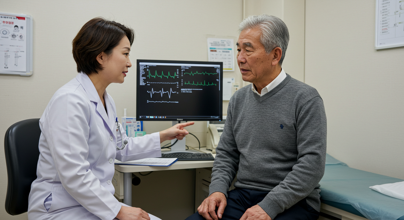 70대 남성 협심증 초기증상으로 병원 내방 진찰
