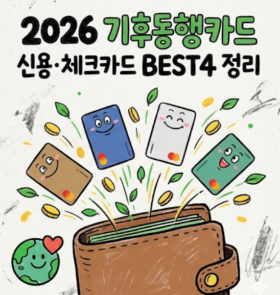 2026 기후동행카드 신용·체크카드 BEST4 정리