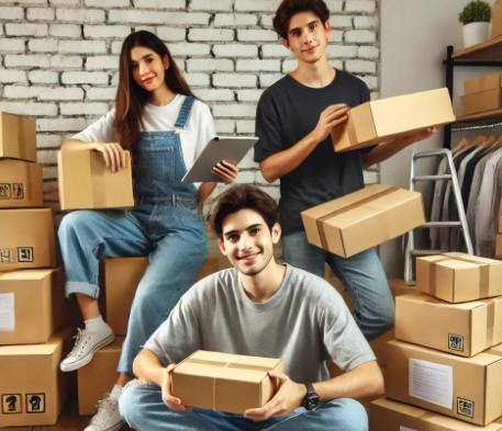 상품박스를 들고 있는 사진