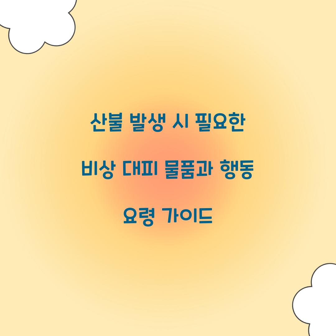 산불 발생 시 필요한 비상 대피 물품
