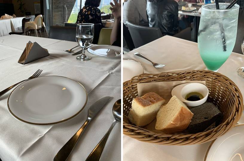 식기류 및 식전 식빵과 음료