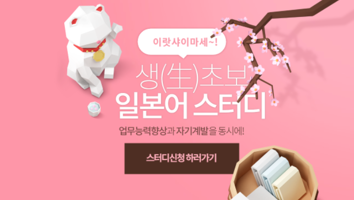 일본어 스터디 배너 고양이 사진