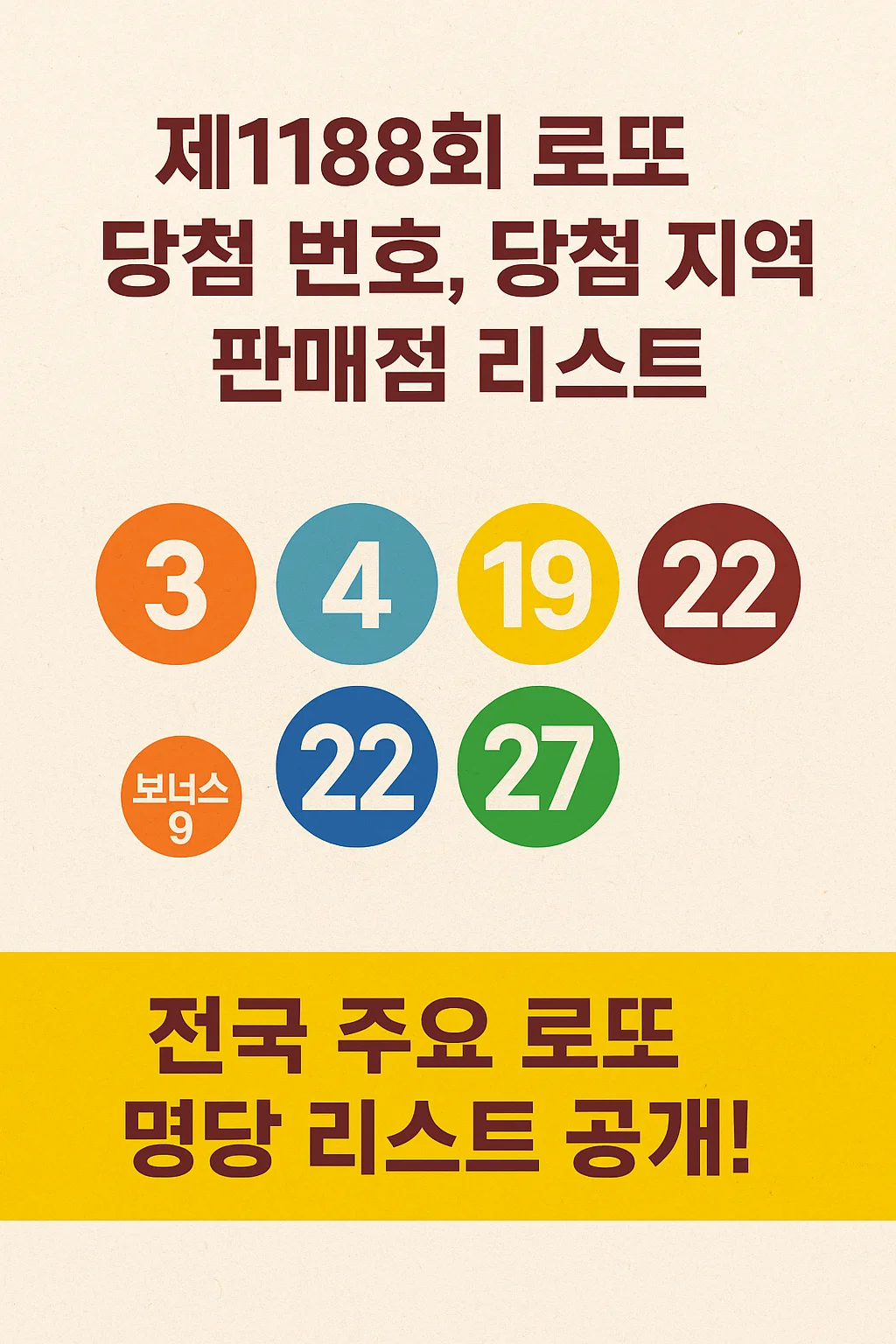제1188회 로또 당첨 번호, 당첨 지역 판매점 리스트, 전국 로또 명당 총정리
