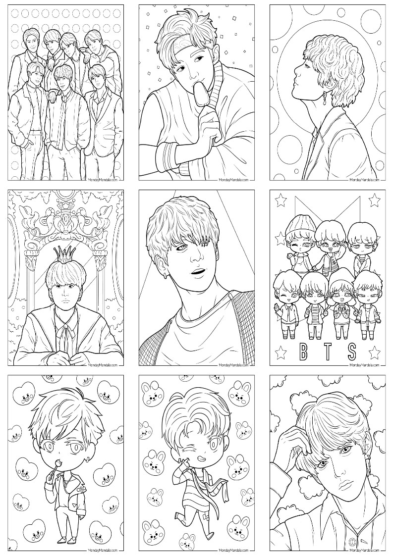 BTS 색칠공부 방탄소년단 도안
