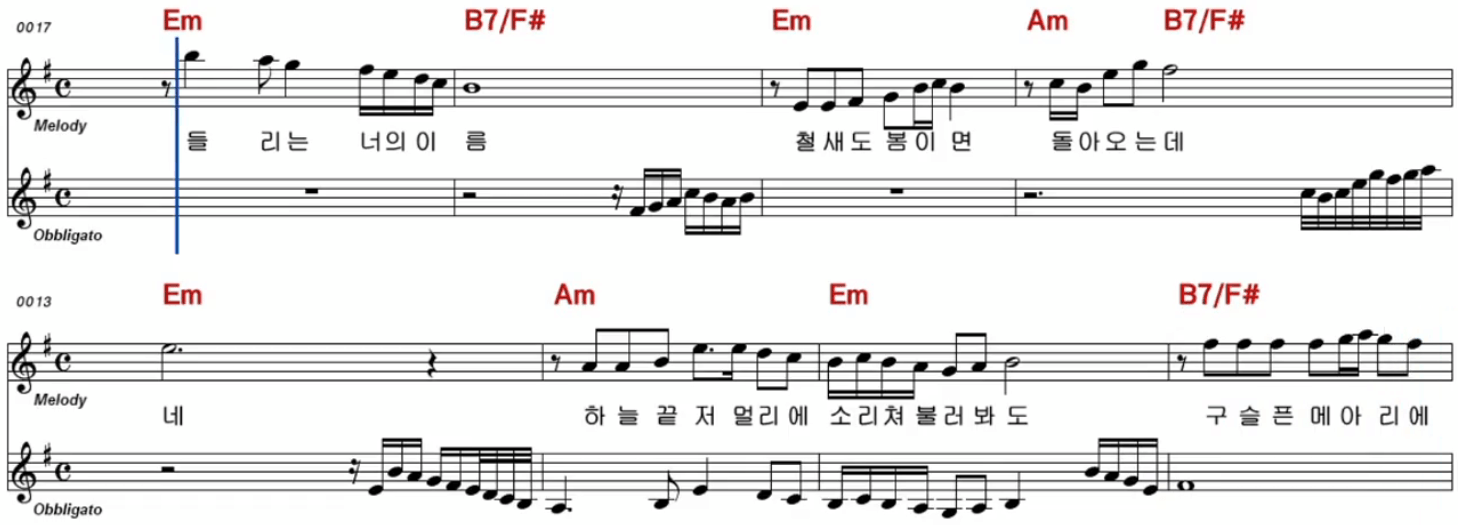 박혜신(이미자) 모정 악보