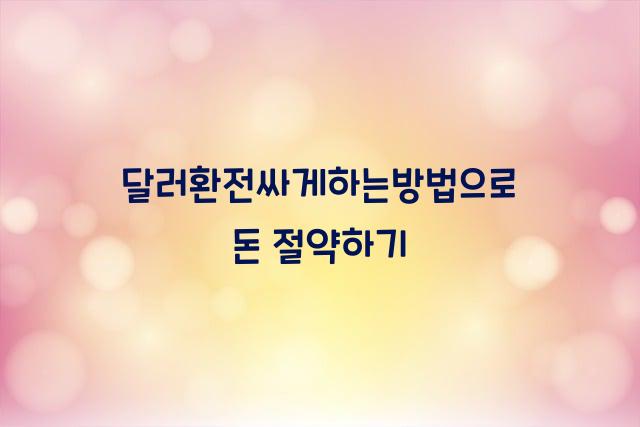 달러환전싸게하는방법
