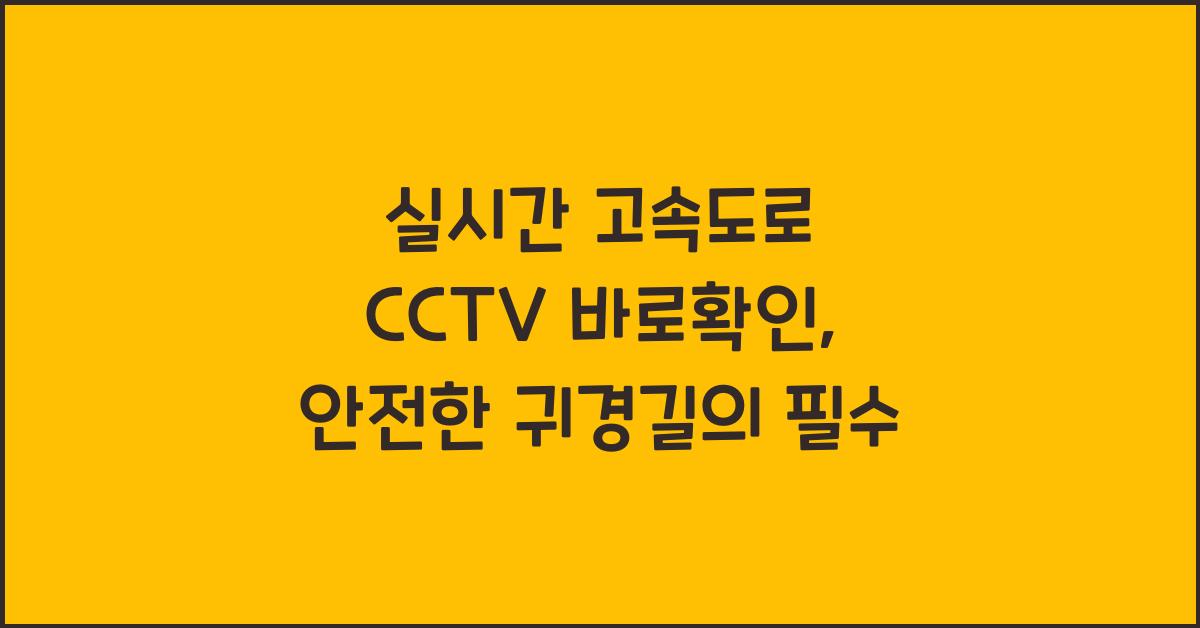 실시간 고속도로 cctv 바로확인