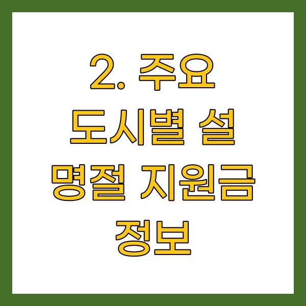 주요 도시별 설 명절 지원금 정보